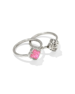 Mallory Rhodium Plated Rose Ring Set in Blush Ivory MOP by Kendra Scott Main image