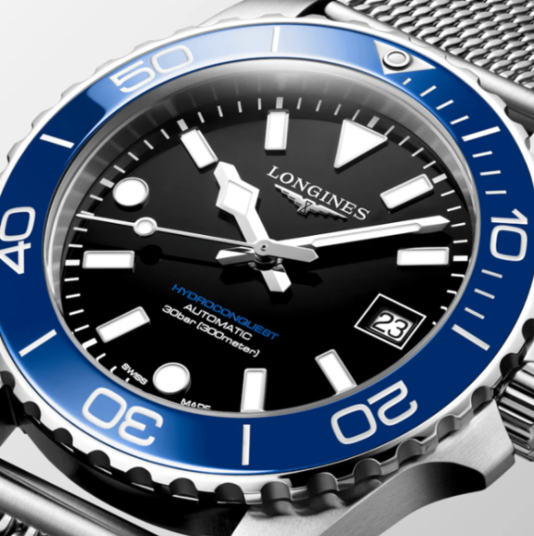 Longines HydroConquest 39mm Watch with Blue Bezekl & Mesh Bracelet