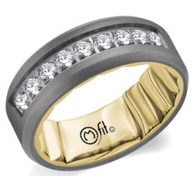 14K YG & Tantalum Diamond Channel Men's Band by Mfit