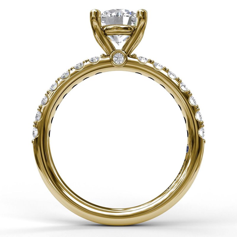 14K YG Classic Pave Round Diamond Semi-Mount by Fana
