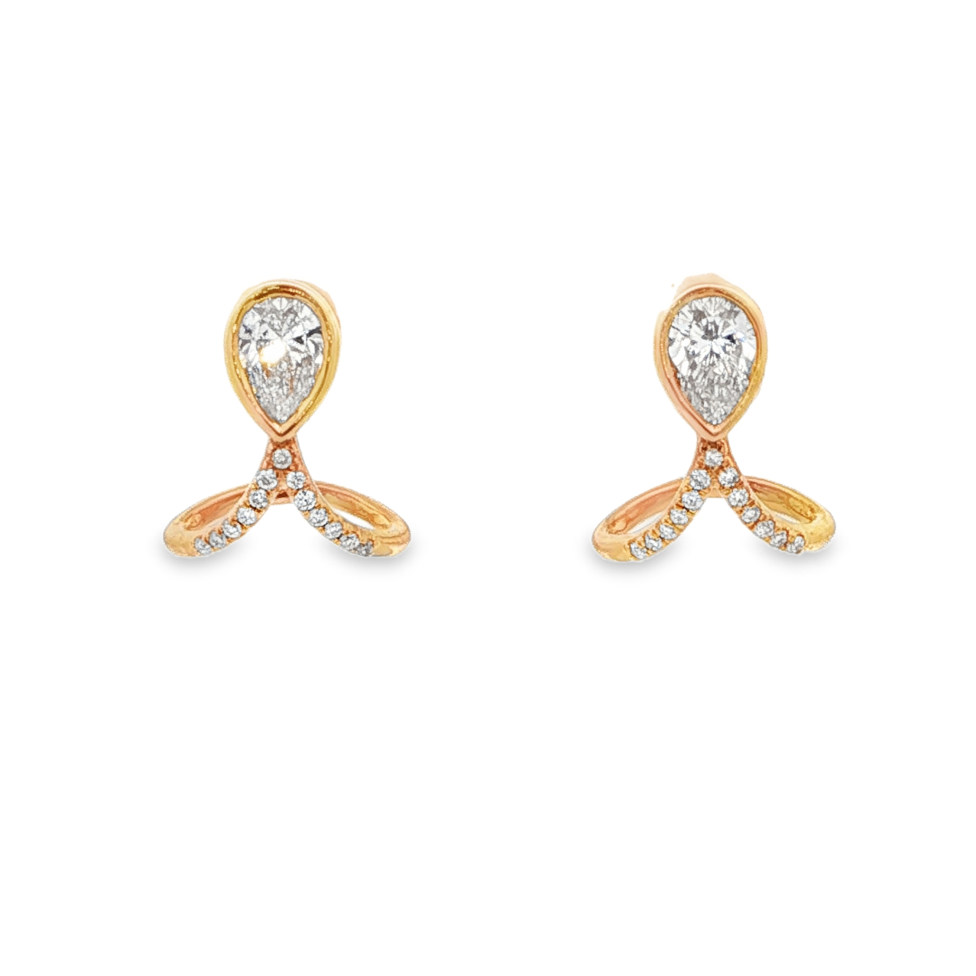 18K YG Pear Diamond J-Huggies