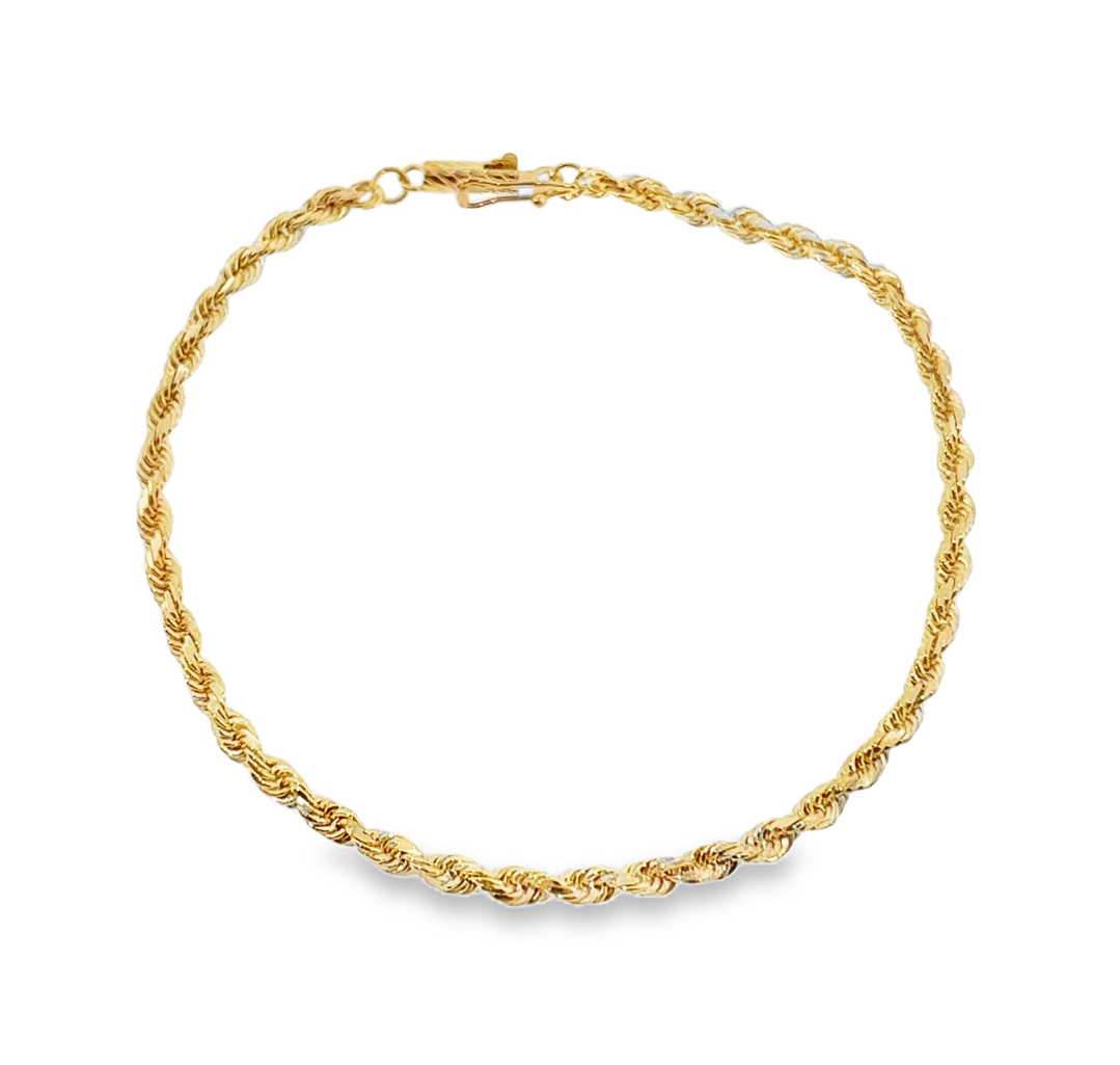 14K Yellow Gold Solid Rope Chain Bracelet Main image