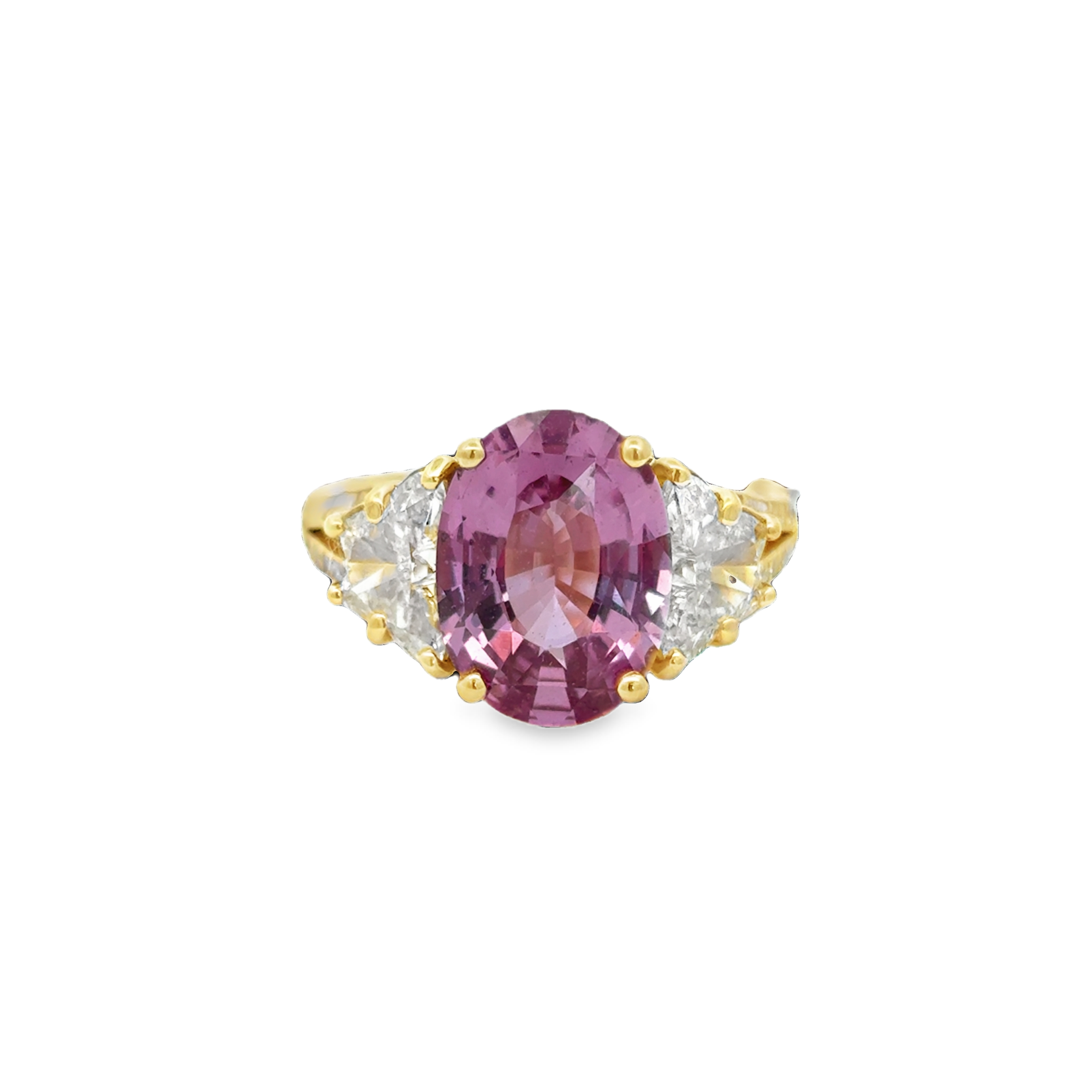 18K YG Pink Sapphire & Diamond Butterfly 3-Stone Ring by Erica Courtney Secondary image