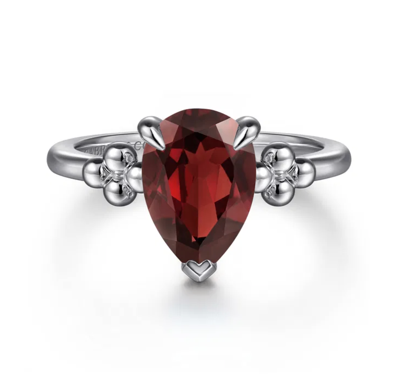 Sterling Silver Pear Garnet Bujukan Ring by Gabriel NY