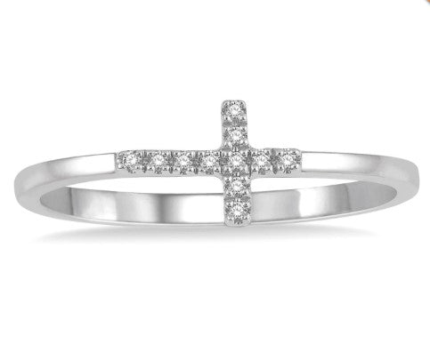 10k WG 1/20cttw Diamond Sideways Cross Ring