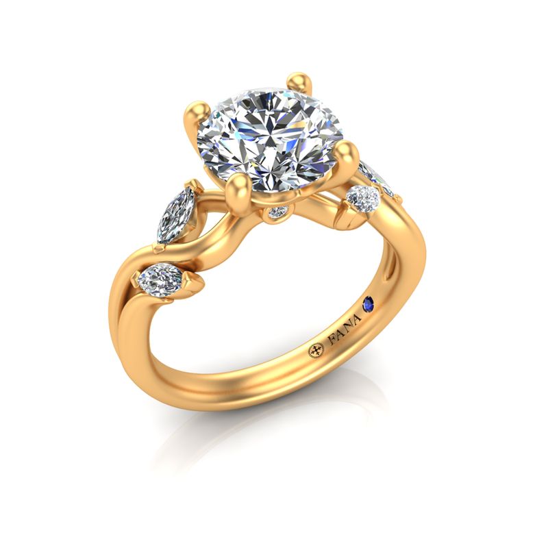 14K YG Round Diamond Floral Motif Semi-Mount by Fana