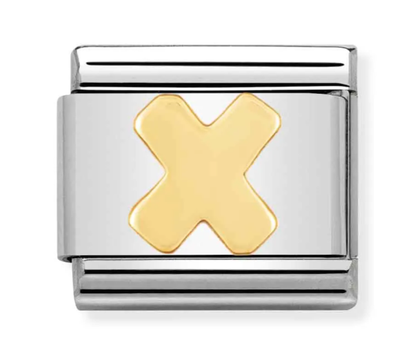 Stainless Steel & 18K Yellow Gold Letter X Initial Charm