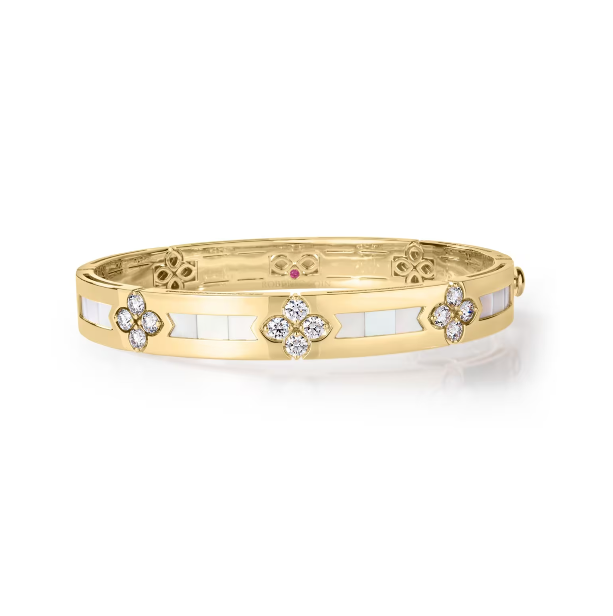 18K Yellow Gold Love in Verona Diamond Bangle with Mother of Pearl by Roberto Coin Main image