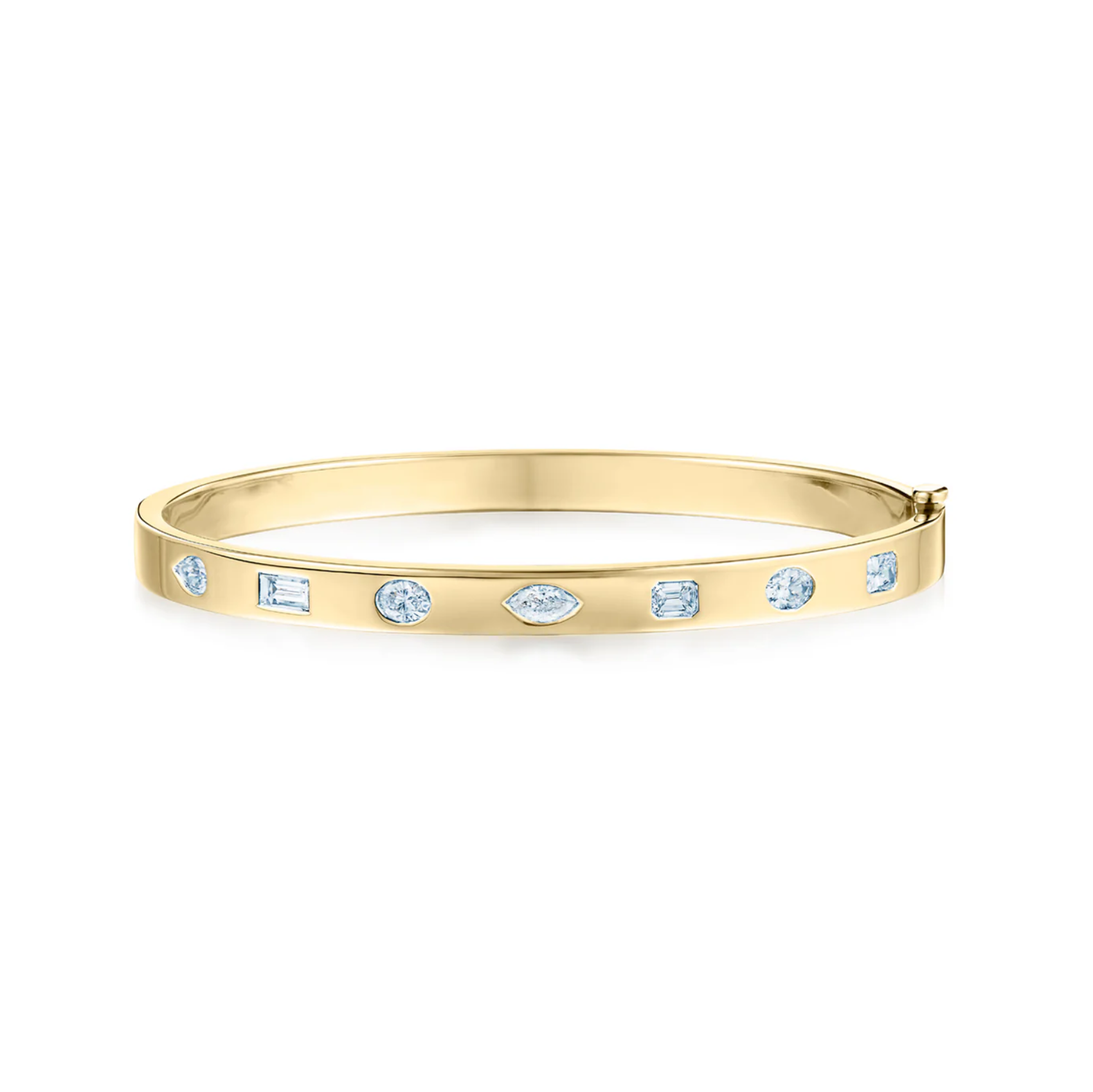 18K Yellow Gold Slim Stackable Mixed Shape Diamond Bangle by KWIAT