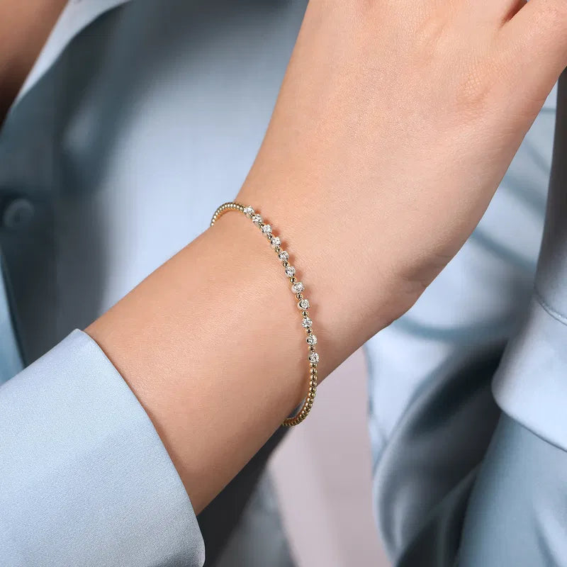 14K Two-Tone Bujukan Diamond Split Bangle by Gabriel NY