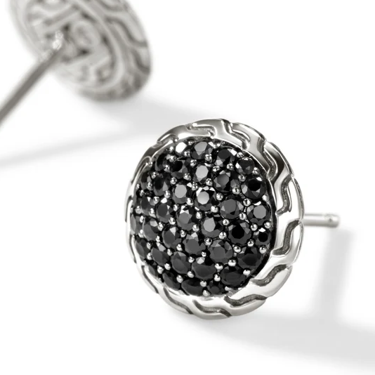 Sterling Silver Essentials Pave Treated Black Sapphire Studs by John Hardy