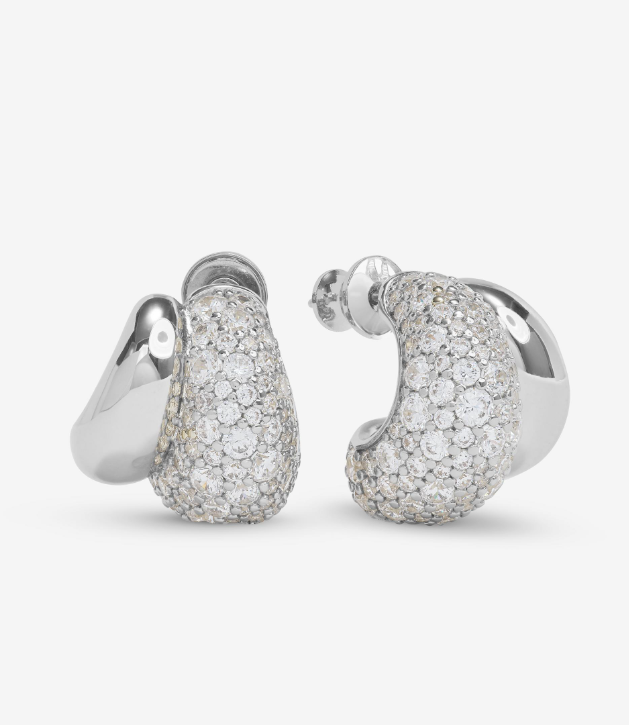 Silver Plated Norah Pave Double Hoop in White CZ by Melinda Maria