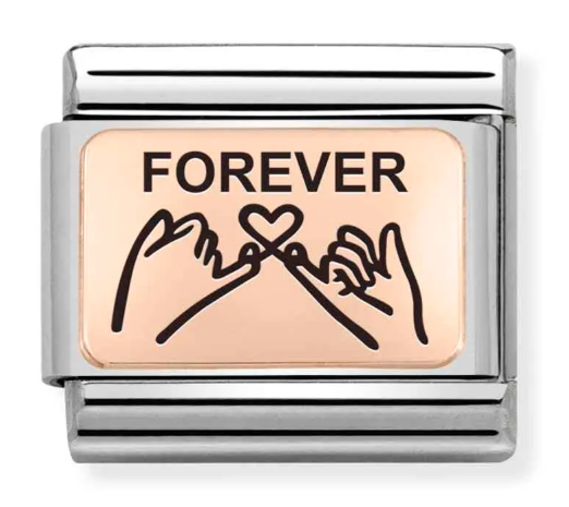 Stainless Steel & 9K Rose Gold Forever Pink Promise Charm