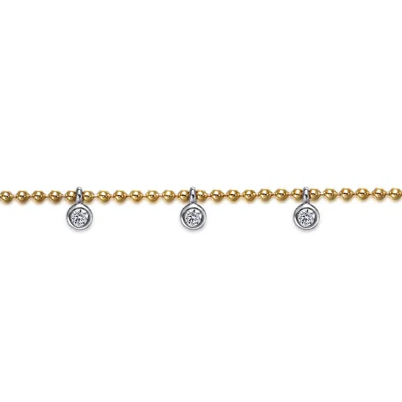 14K TT Bujukan White Sapphire Droplet Chain Bracelet by Gabriel NY