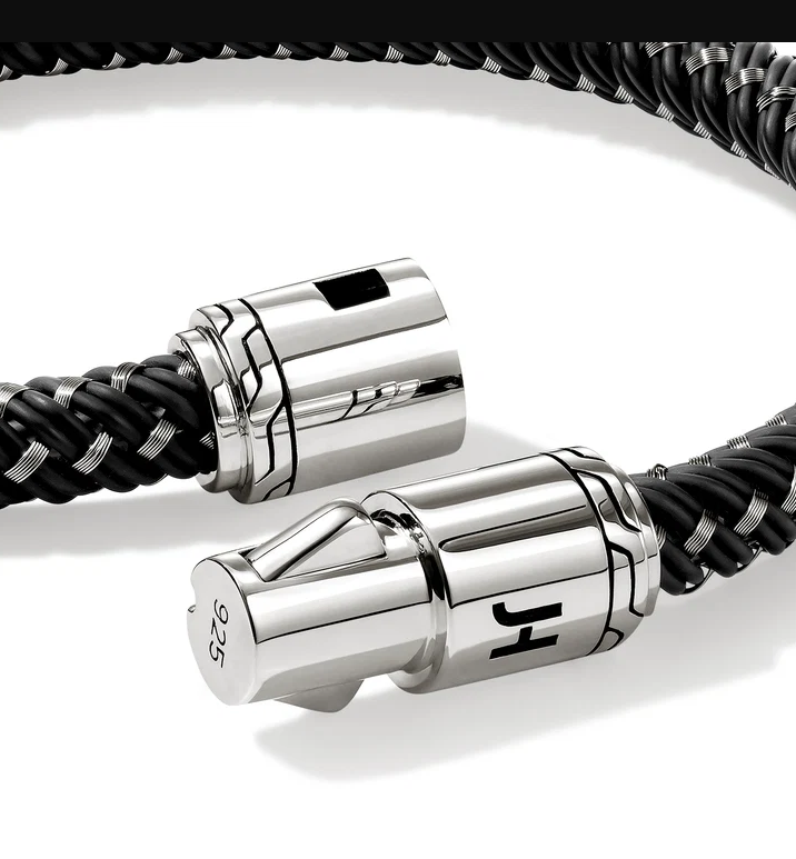Stainless Steel & Woven Cord Men's Essentials Bracelet with Silver Clasp by John Hardy