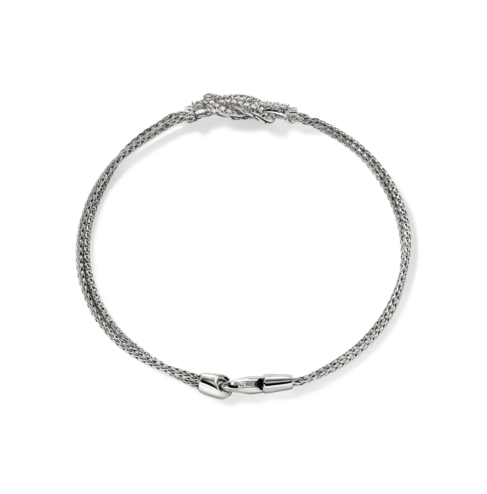 Sterling Silver Pave Diamond Love Knot Double Row Bracelet by John Hardy