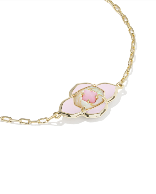Gold Plated Abbie Medallion Chain Bracelet in Pink Mix by Kendra Scott