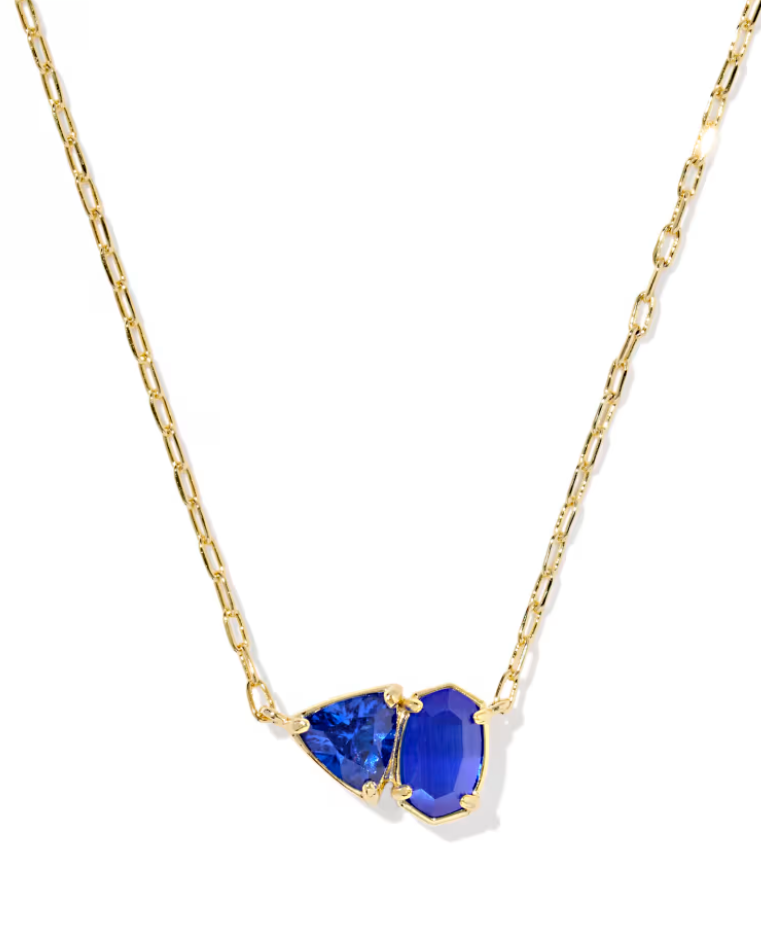 Gold Plated September Tatum Short Pendant Necklace in Cobalt Mix by Kendra Scott Main image