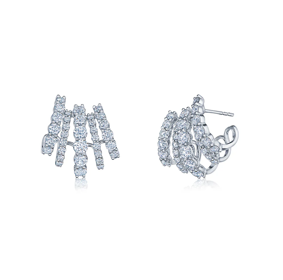 18K White Gold Diamond Lyric 5-Row Huggies by KWIAT Main image