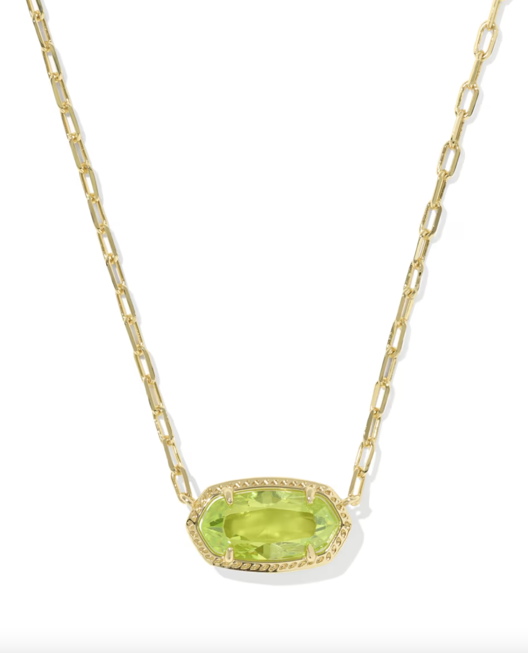 Gold Plated Elisa Luxe Pendant Necklace in Light Green CZ by Kendra Scott