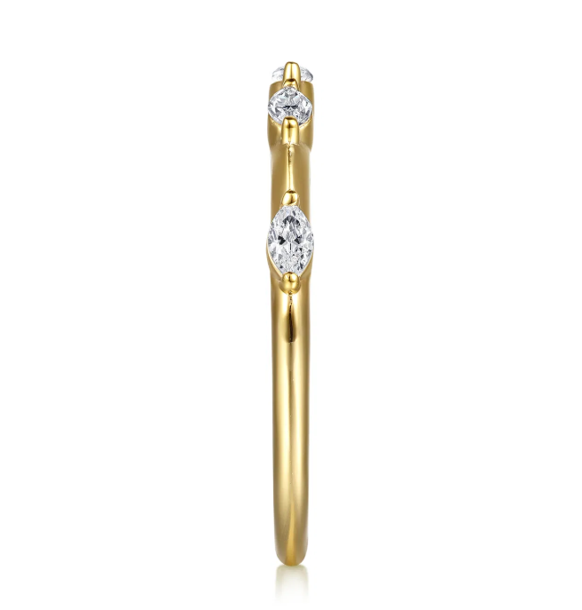 14K Yellow Gold Marquise Diamond Station Band by Gabriel NY