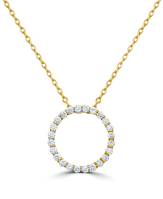 14K Yellow Gold 1/3cttw Diamond Open Circle Pendant Necklace Main image
