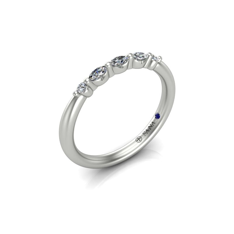 14K WG Diamond Marquise & Round Shared Prong Band by Fana