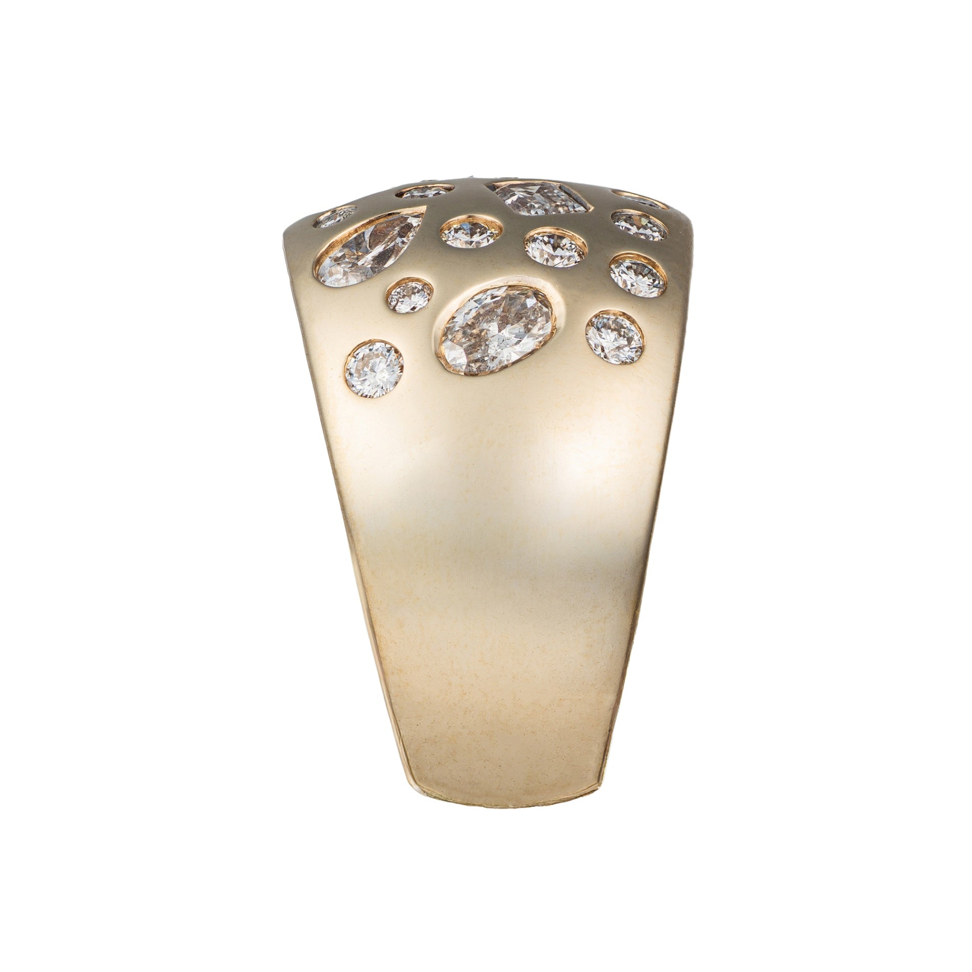 14K YG Diamond Confetti Wide Domed Band