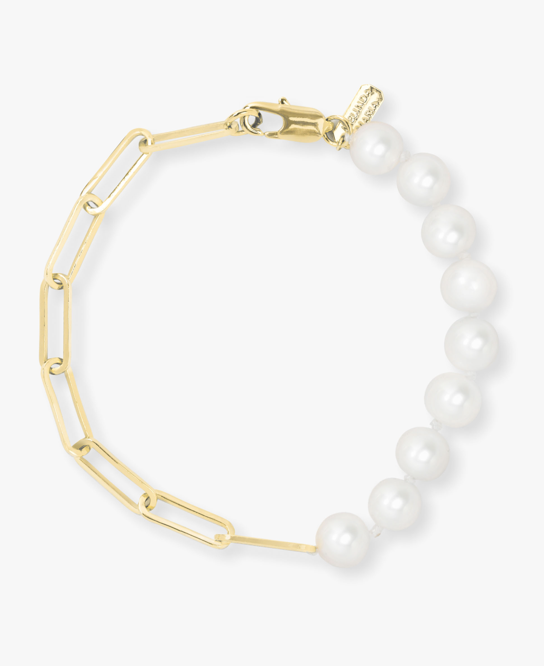18K Gold Plated Samantha Half Chain Pearl Bracelet by Melinda Maria