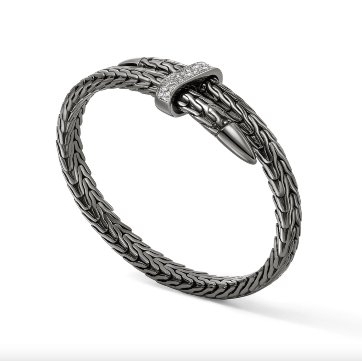 Dark Silver Spear Flex Diamond Bangle by John Hardy