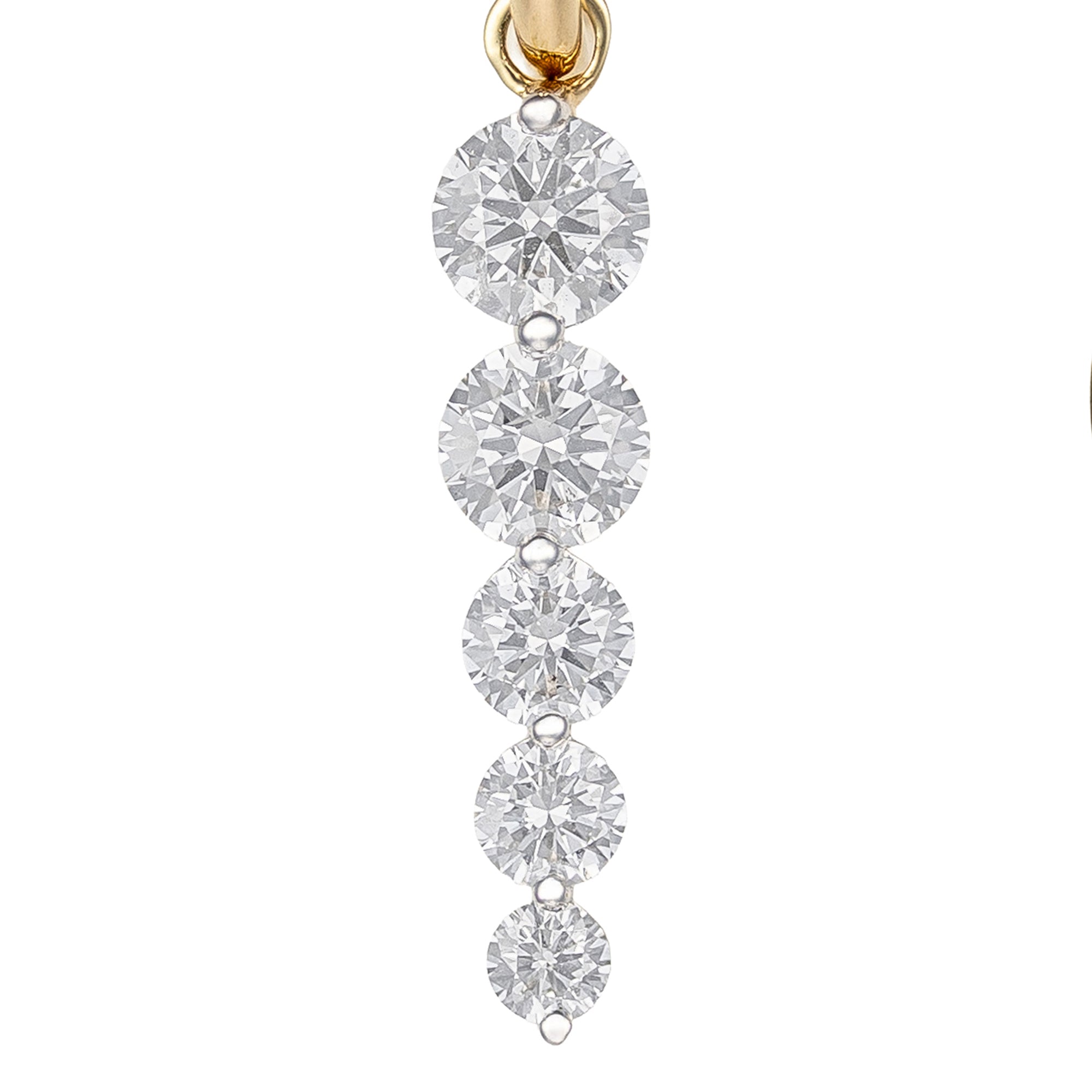14K Yellow Gold Diamond Tapered Drop Hoops Secondary image