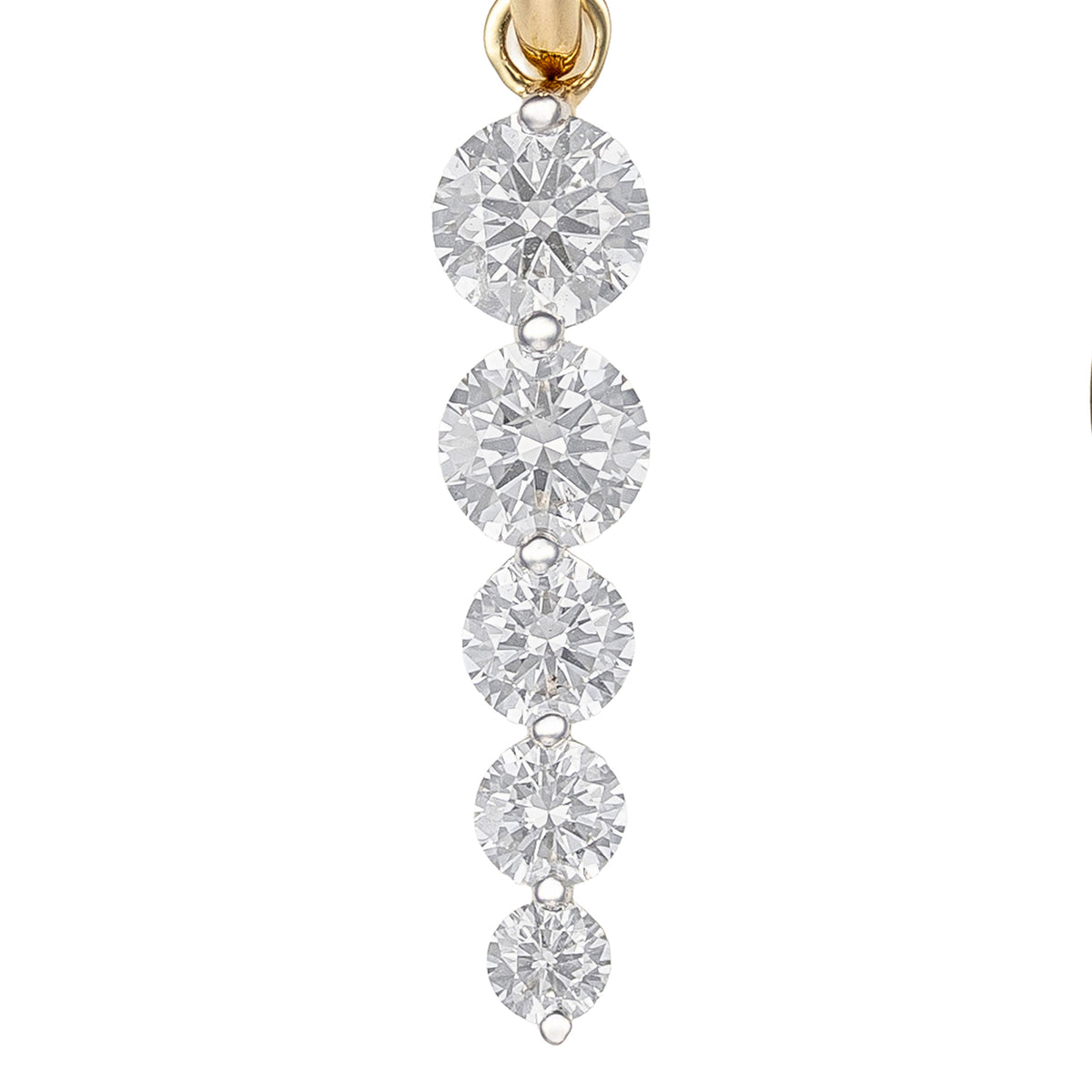 14K Yellow Gold Diamond Tapered Drop Hoops