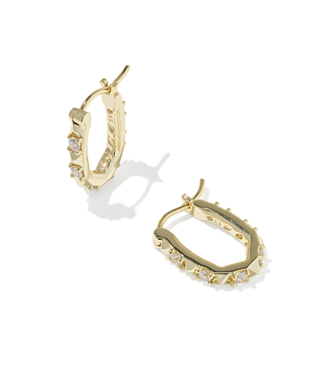 Gold Plated Fate Huggies in White CZ by Kendra Scott