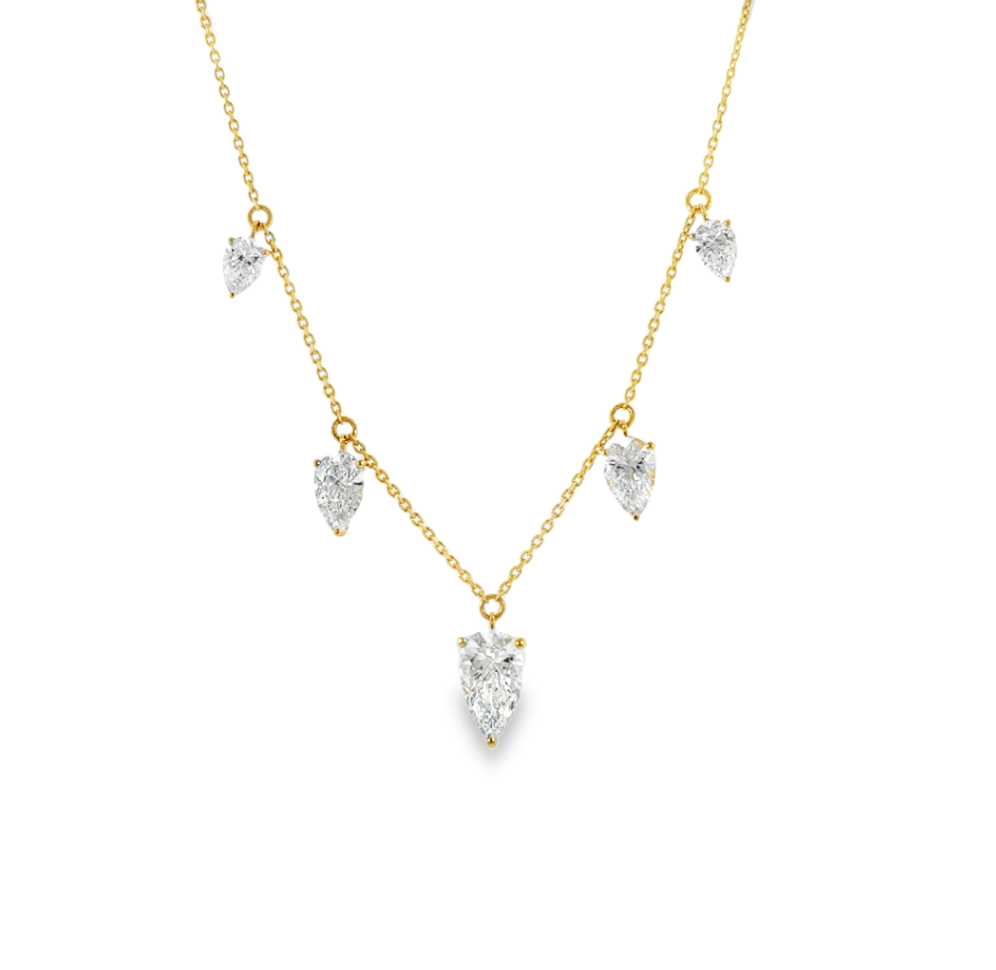 14K Yellow Gold Reverse Pear Jumbo Lab Diamond Droplet Necklace by Everlee Main image