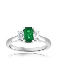 18K WG EC Emerald & Diamond Three Stone Ring by David Kord