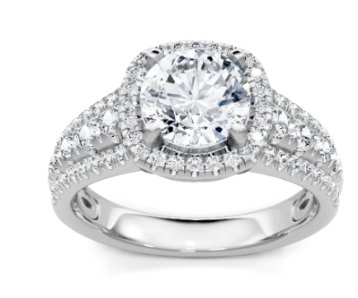 14K WG Round Halo Mounting 70 Dia=4/5ct Engagement Ring Main image