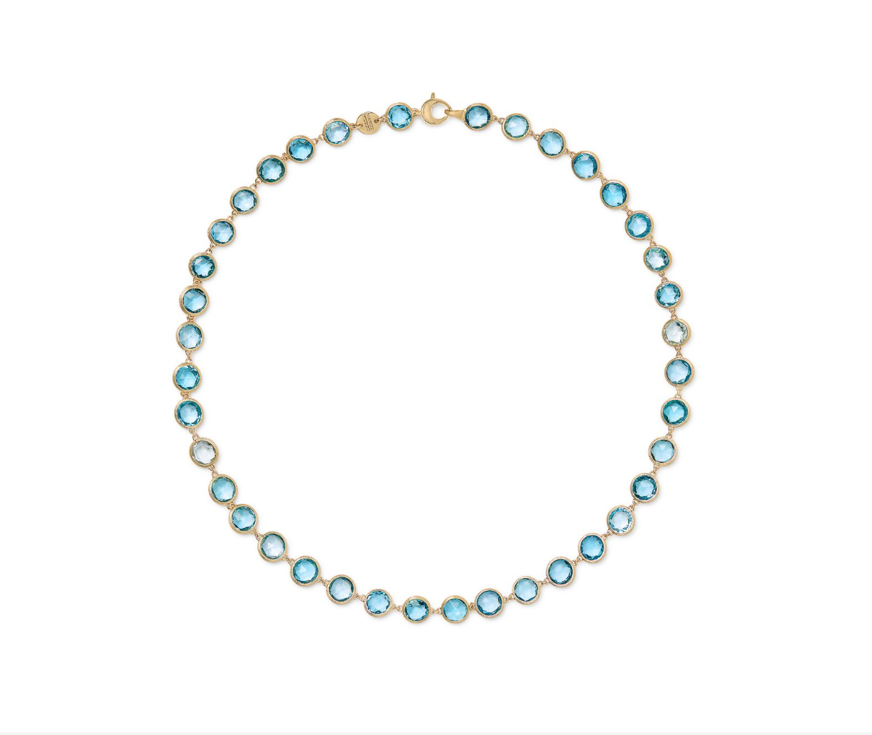 18K Yellow Gold Jaipur Bezel Set Blue Topaz Necklace by Marco Bicego