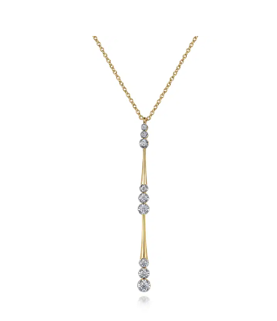 14K Yellow Gold Graduated Diamond Station Drop Y Necklace  by Gabriel Main image
