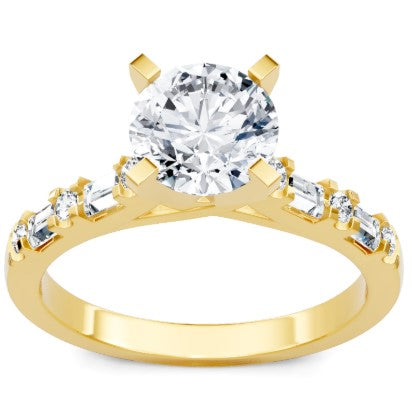 14K W/YG Alt. Round & Baguette Diamond Semi-Mount by Imagine Bridal Secondary image