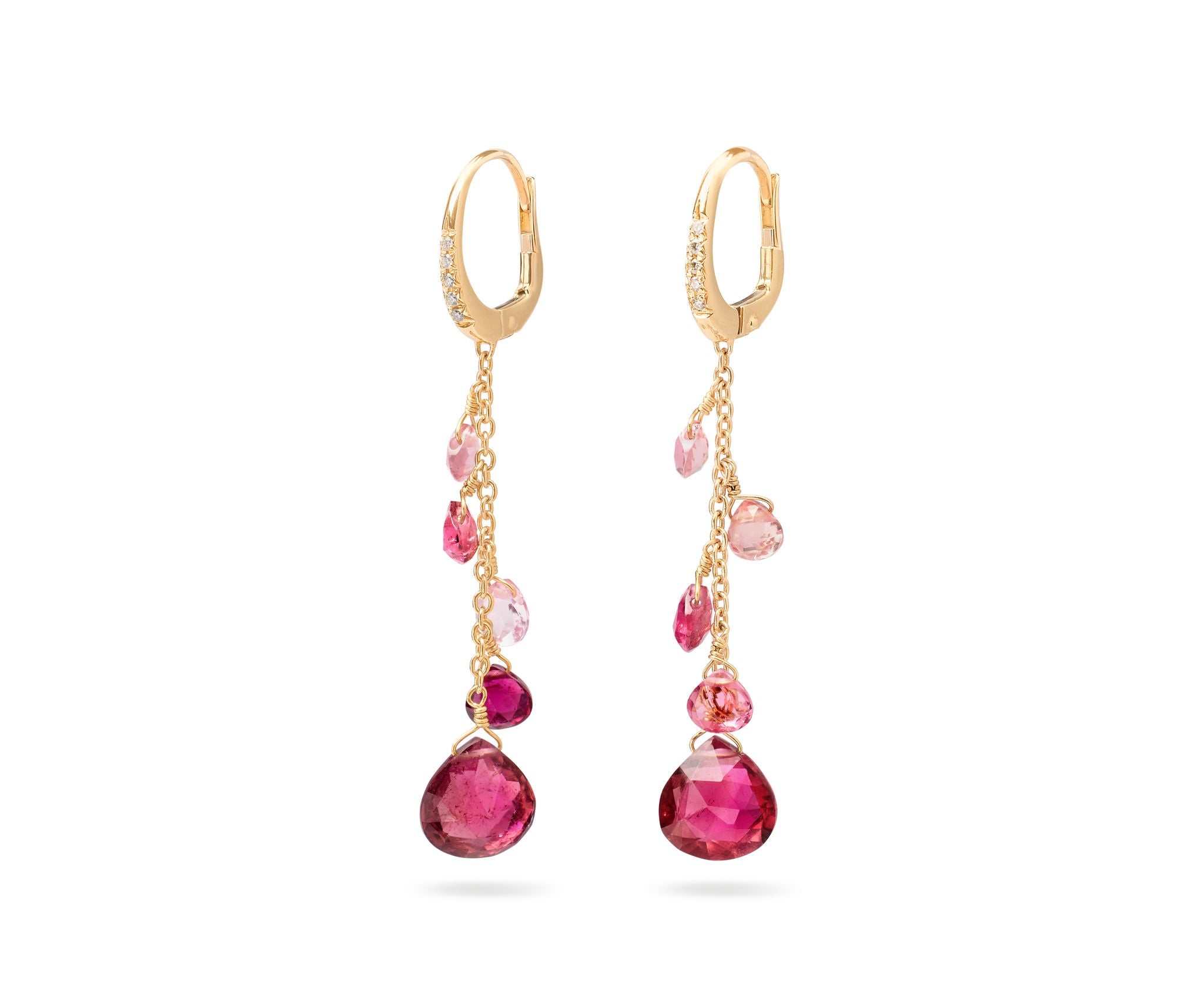 18K YG Paradise Single-Strand Pink Tourmaline & Diamond Accent Earrings by Marco Bicego Main image