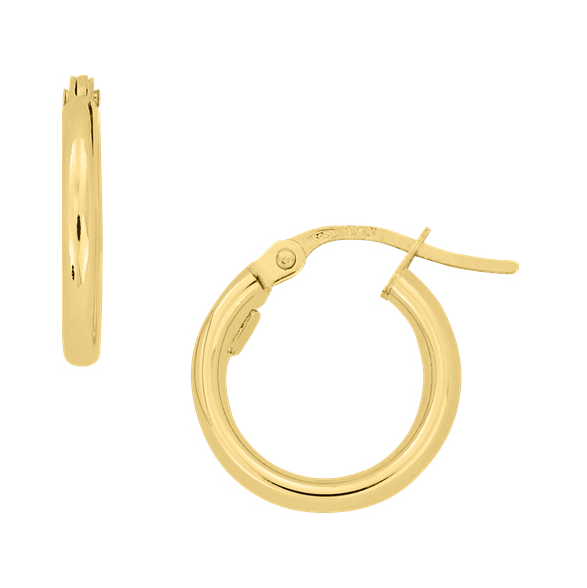 14K YG 10mm Flat Hoops Main image