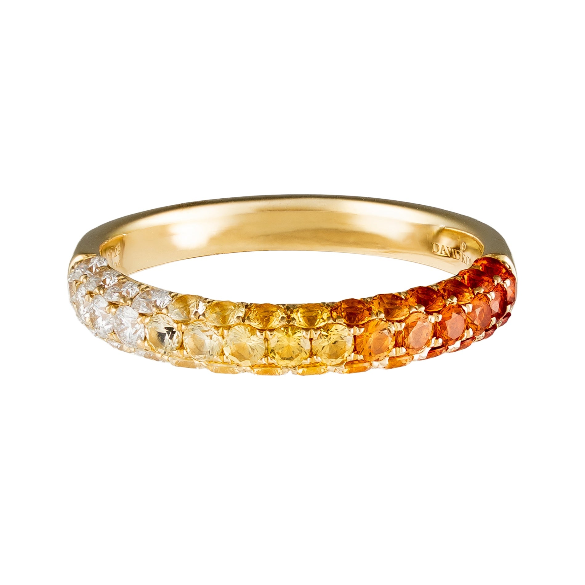 18K Yellow Gold Ombre Orange Sapphire & Diamond Band by David Kord Main image