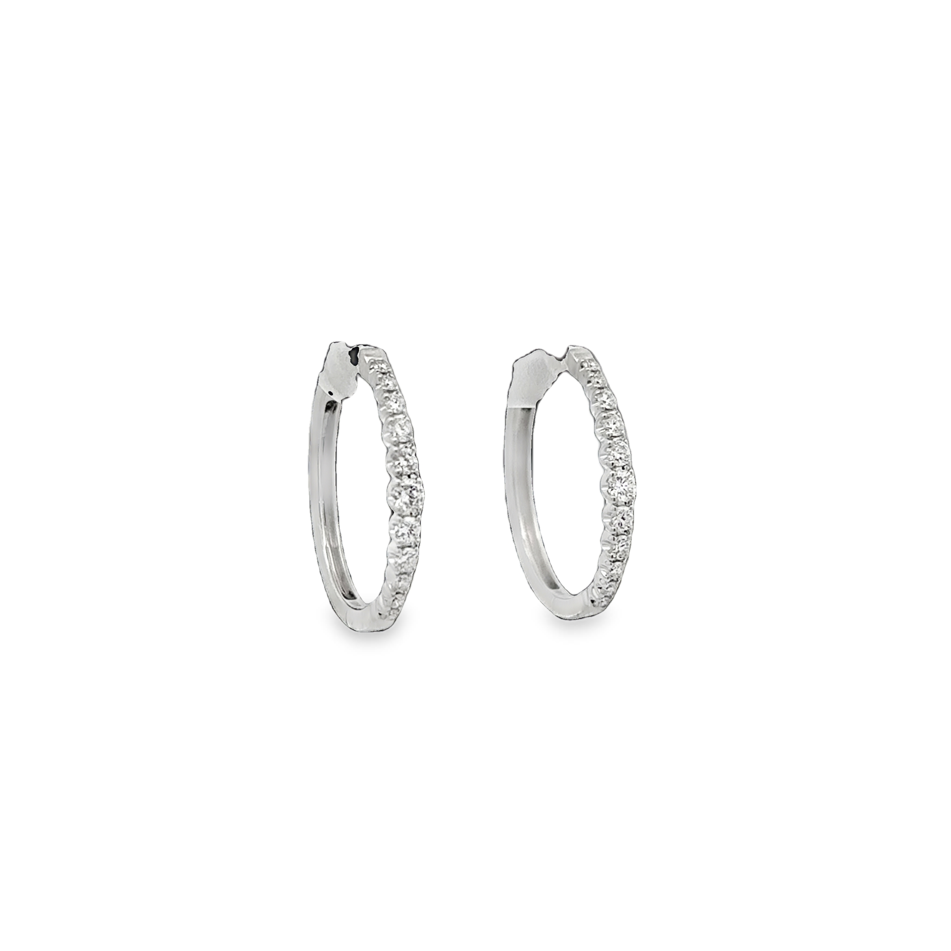 14K WG Graduated Diamond Hoops Main image