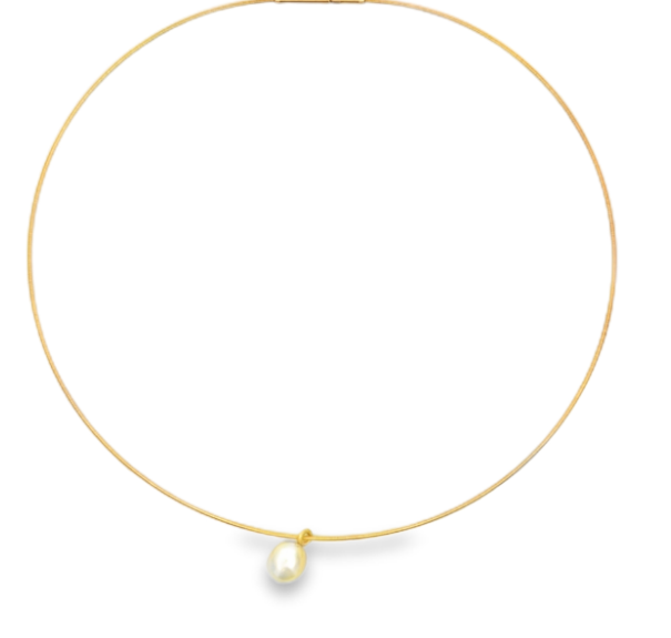 18K YG 9-11mm South Sea Drop Pearl on Flexible Chain Main image