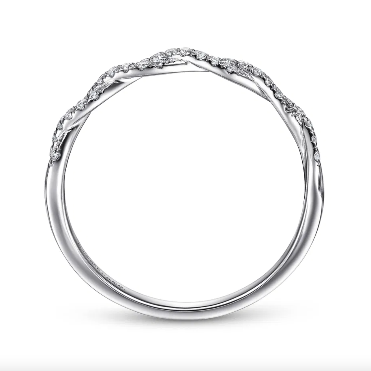 14K WG Twisted Diamond Stackable Band by Gabriel NY