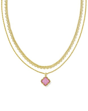 Mallory Gold Plated Rose Multi-Strand Necklace in Blush Ivory MOP by Kendra Scott Main image