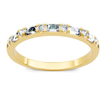 14K YG Diamond Alternating Round & Baguette Band by Imagine Bridal