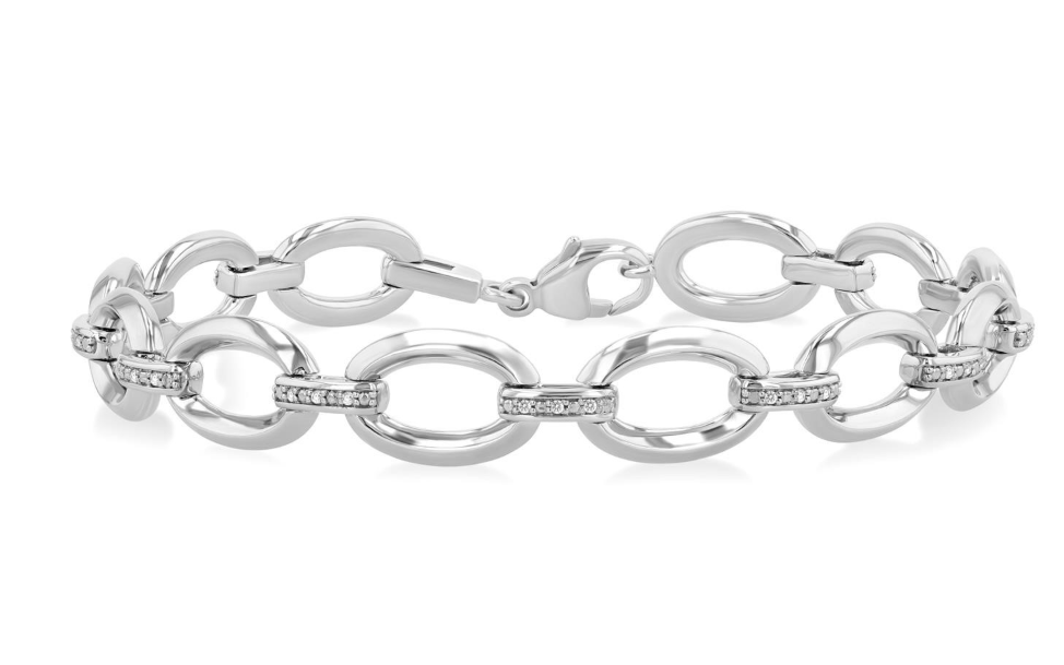 SS 1/20CTTW DIA OVAL LINK CHAIN BRACELET Main image