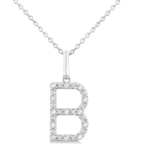 SS 1/10cttw Block Letter B Initial Pendant