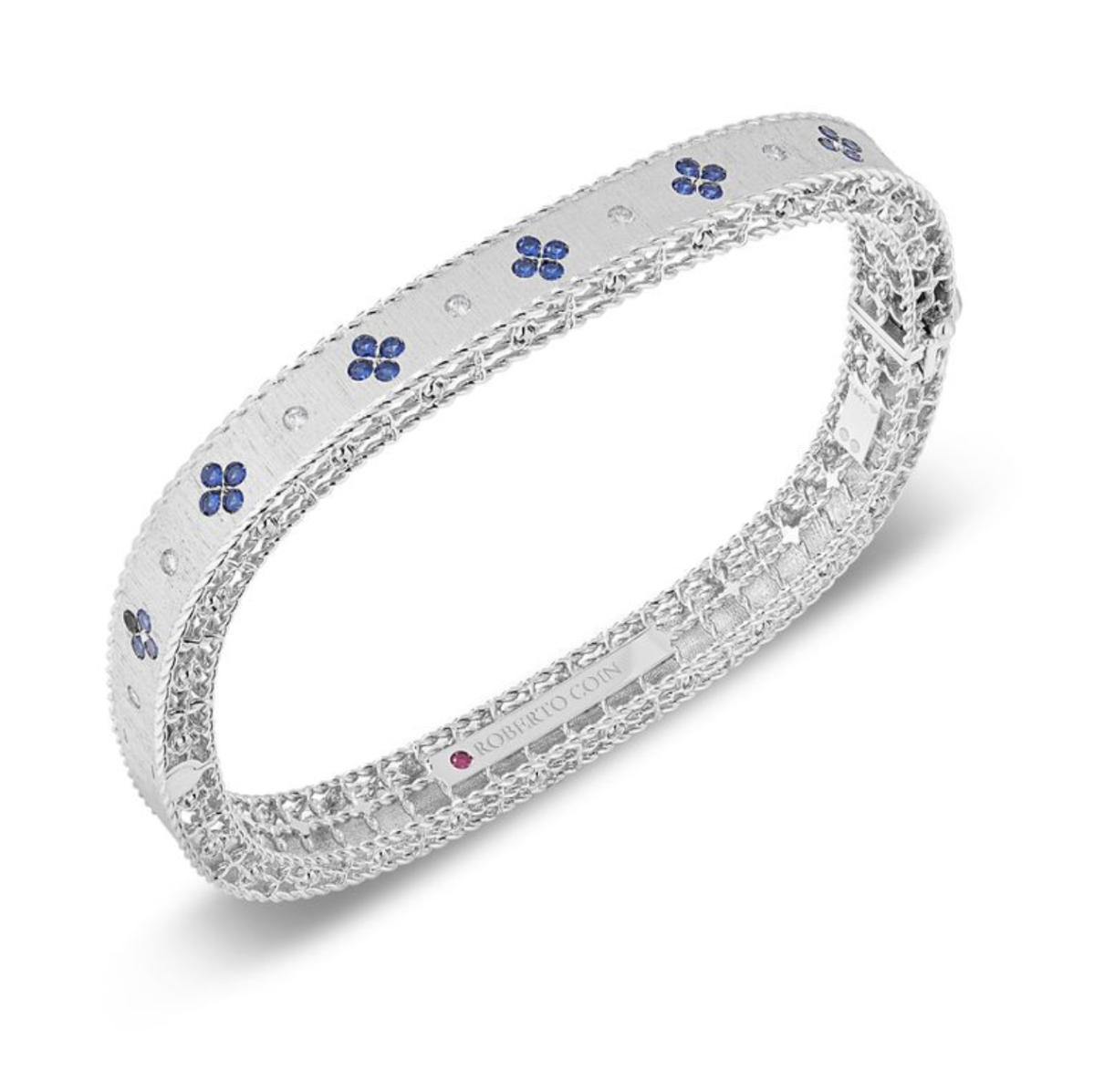 18K White Gold Sapphire & Diamond Venetian Princess Satin Bangle by Roberto Coin